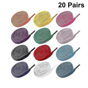 20pc Pairs Replacement Flat Shoes Shoelaces Colorful Shoes Laces Strings For Sports Shoes Sneakers Skates