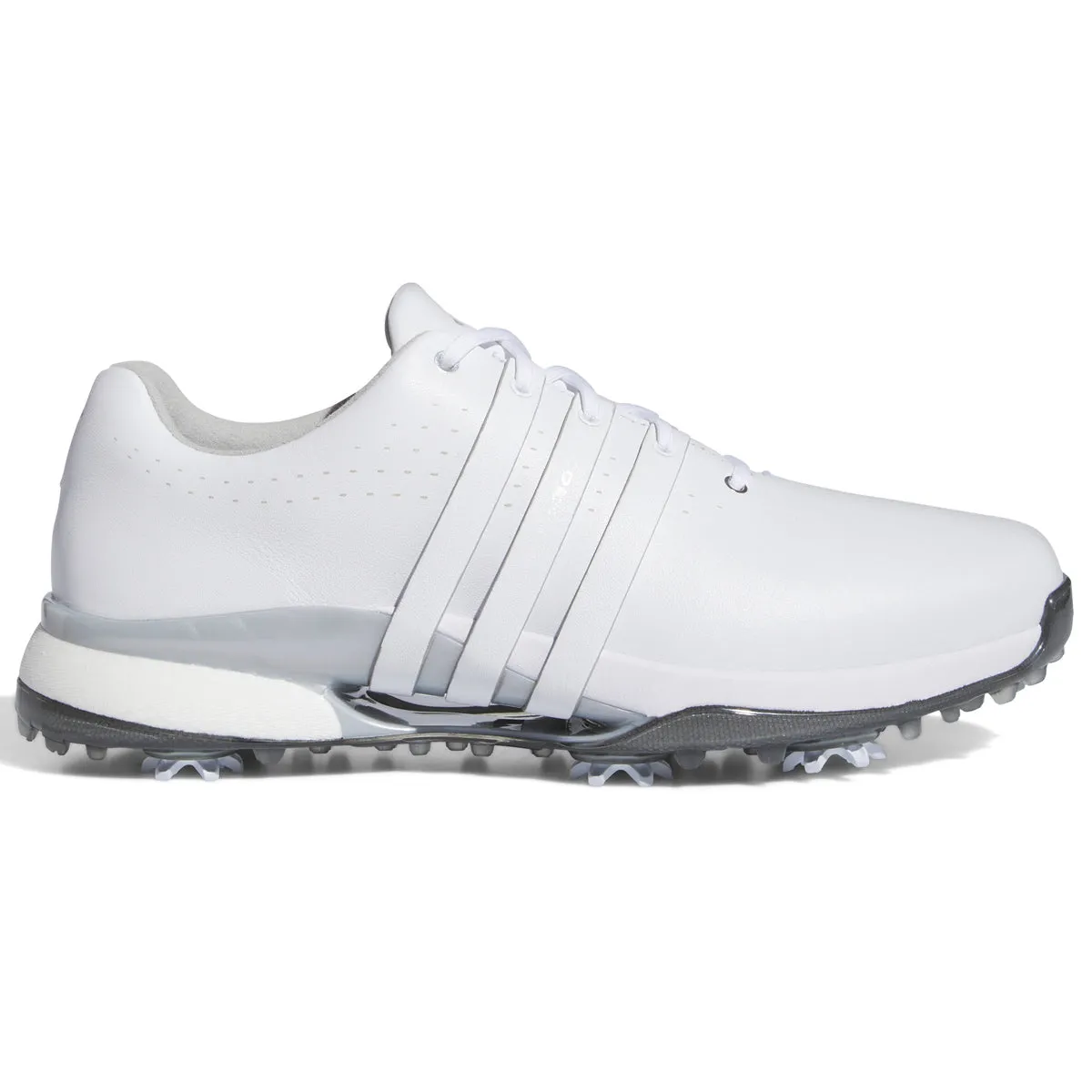 adidas Tour360 24 Boost Golf Shoes - White/White/Silver Metallic for sale