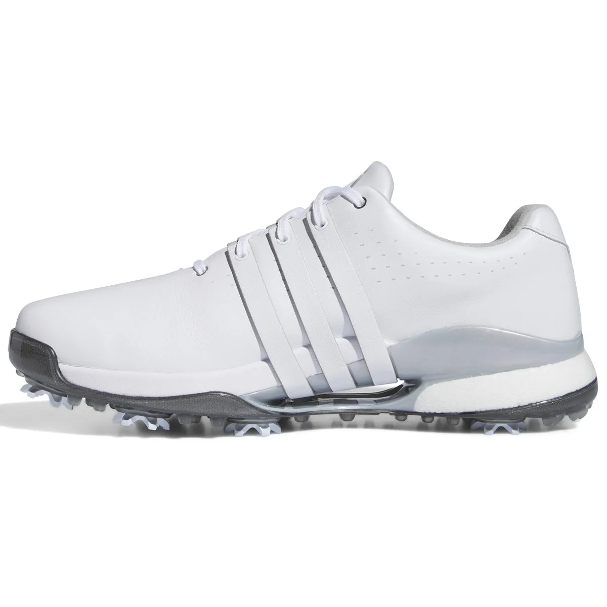 adidas Tour360 24 Boost Golf Shoes - White/White/Silver Metallic for sale