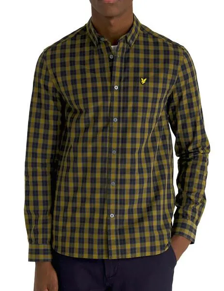 Camisa Lyle Scott de cuadros verde oliva para hombre