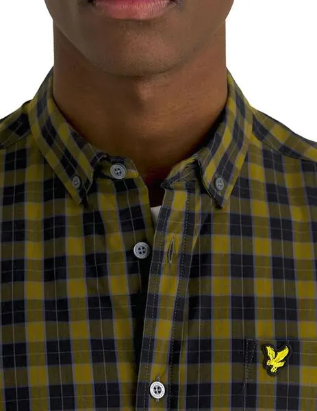 Camisa Lyle Scott de cuadros verde oliva para hombre