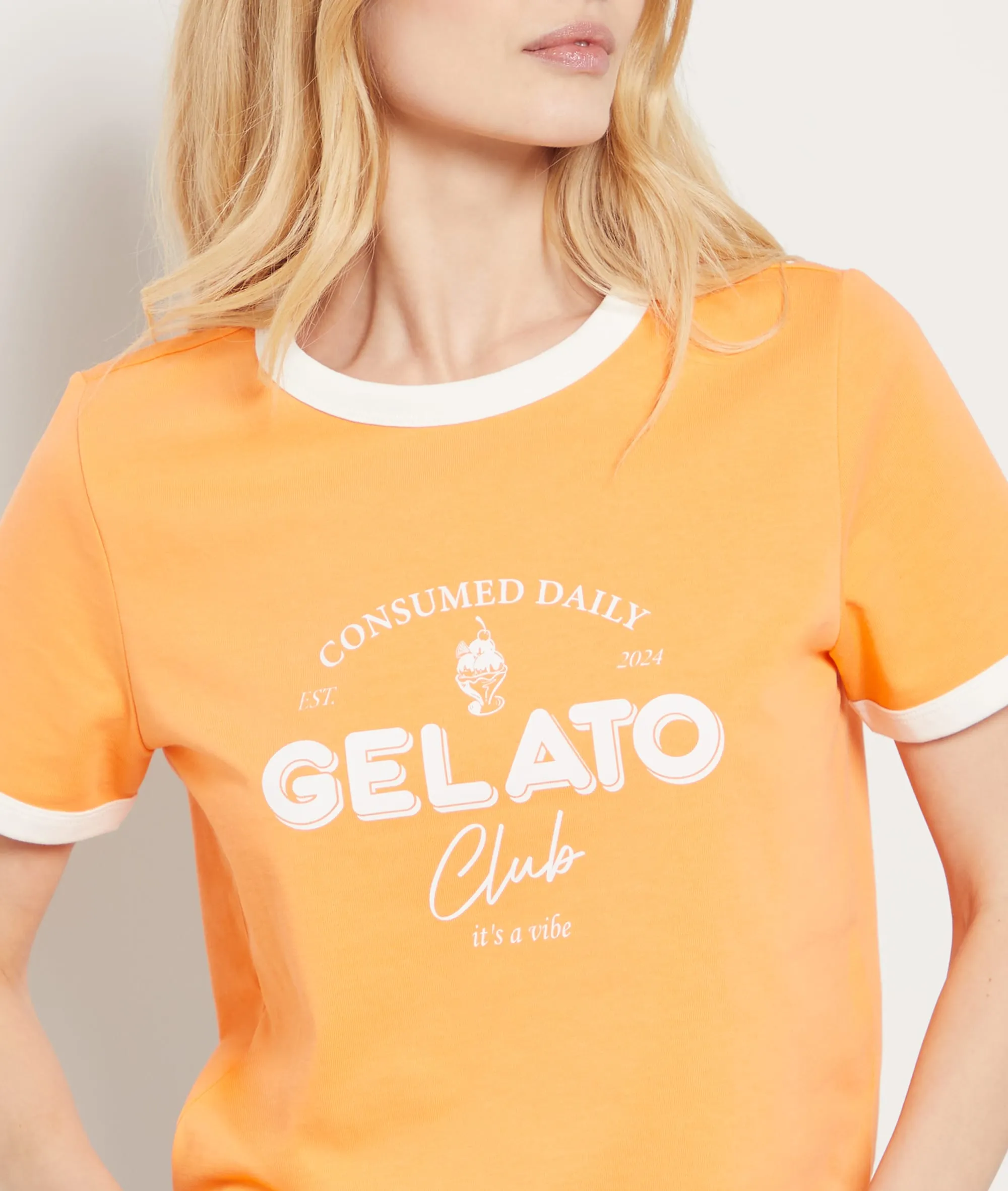 Camiseta de algodón estampado 'gelato' BARI JAUNE ACIDULE - ETAM