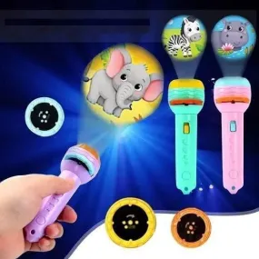 Combo of 2 - Mini Flashlight Torch Toy with 3 Slides, 24 Random Pattern