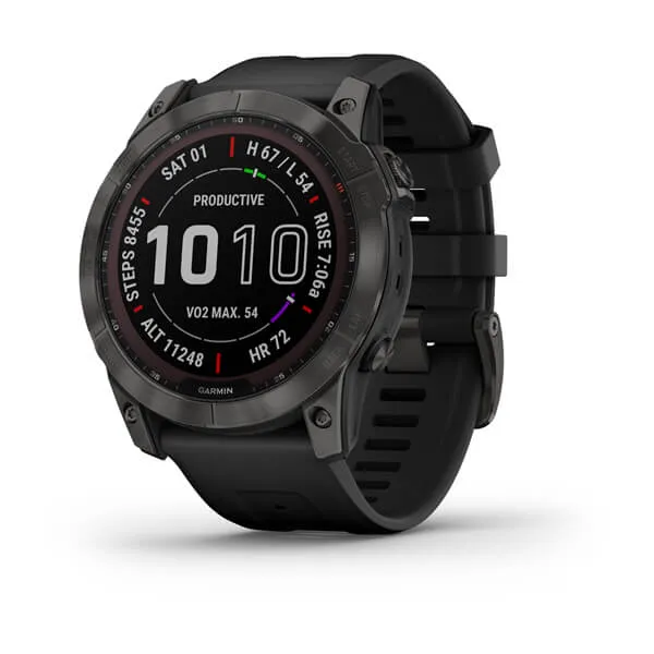 Garmin fenix 7X GPS Watch Sapphire Solar Edition Carbon Gray DLC Titanium w/Black Band (Open Box)