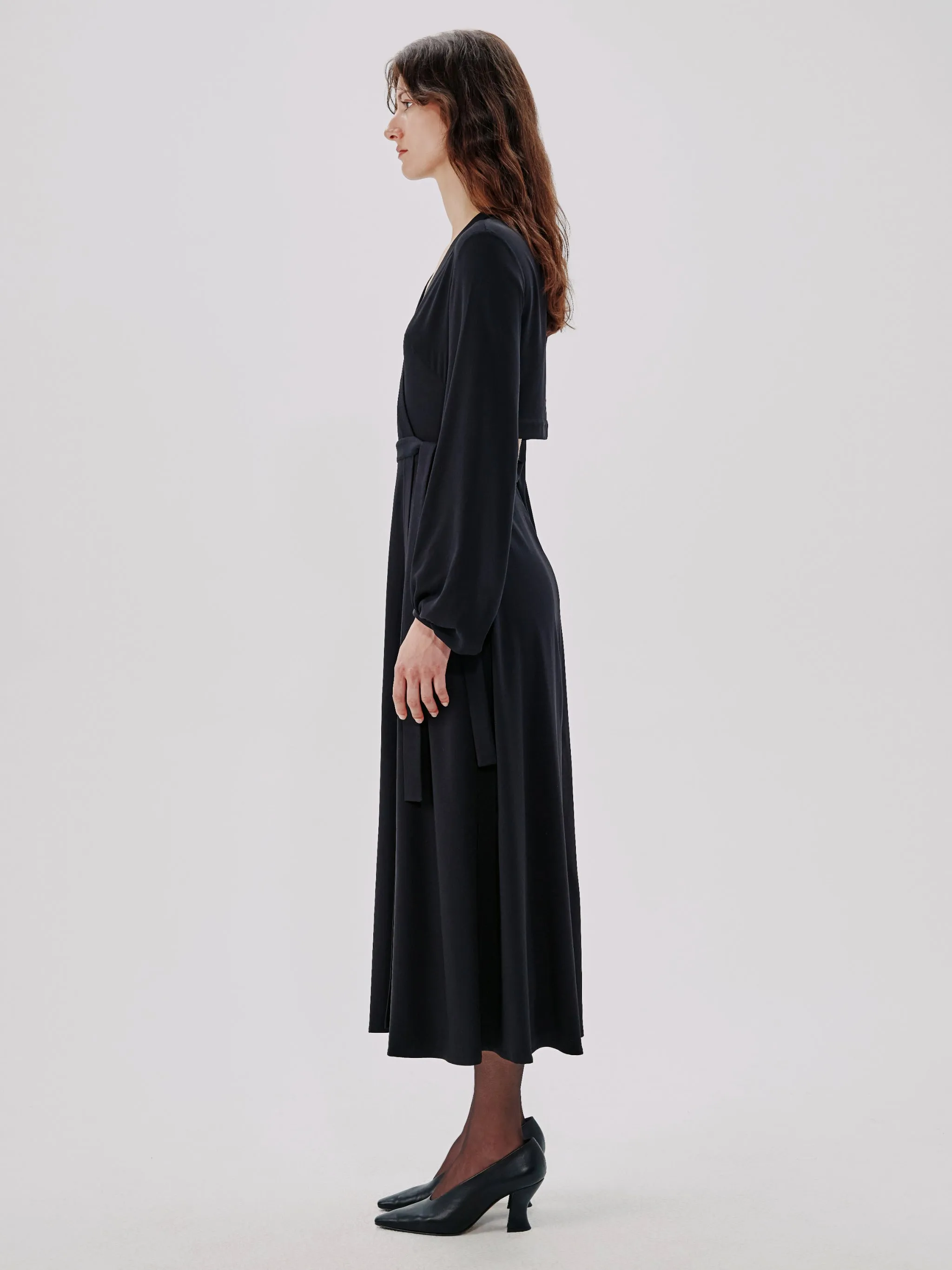 Lantern Sleeve Wrap Dress