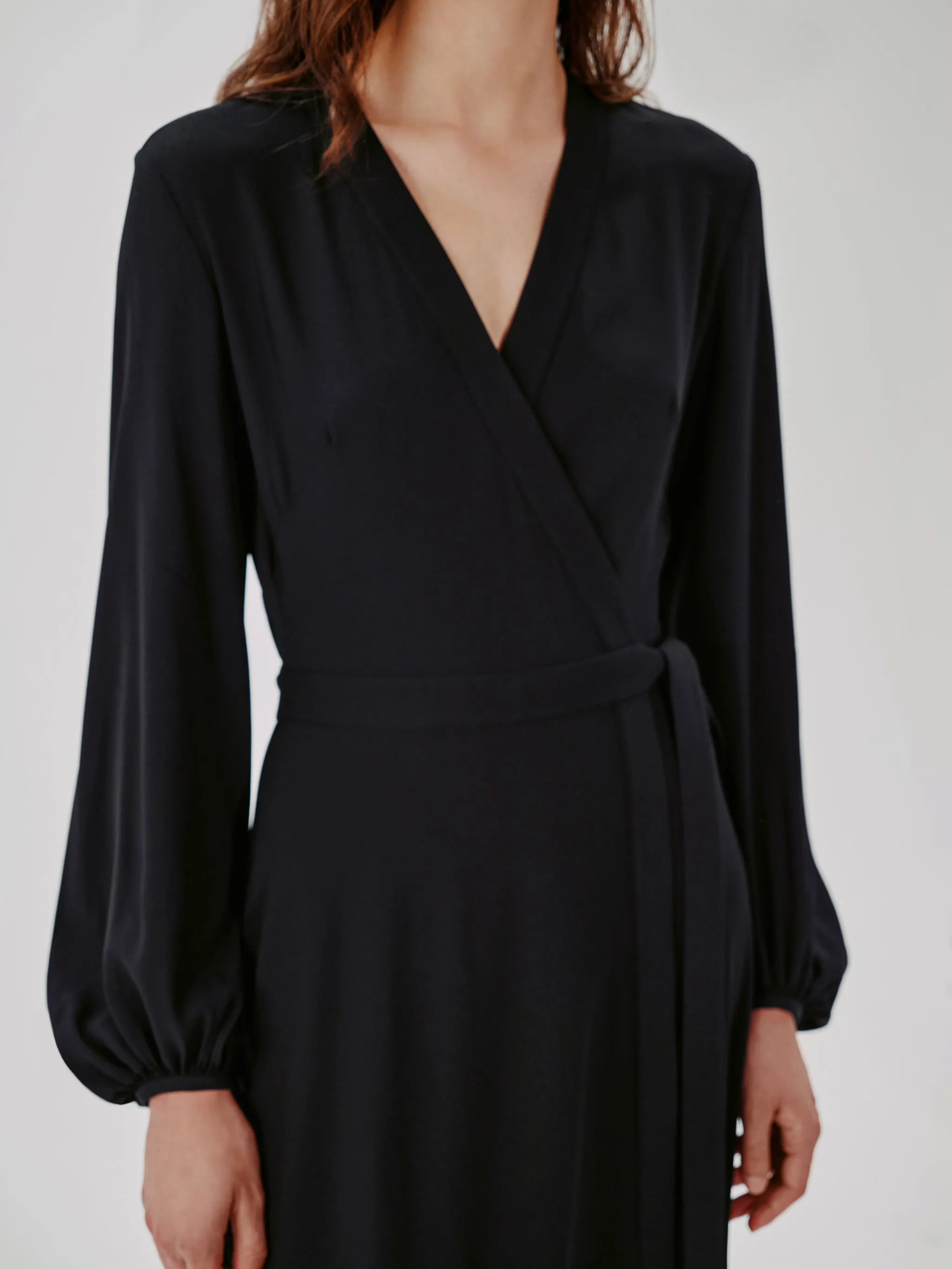 Lantern Sleeve Wrap Dress