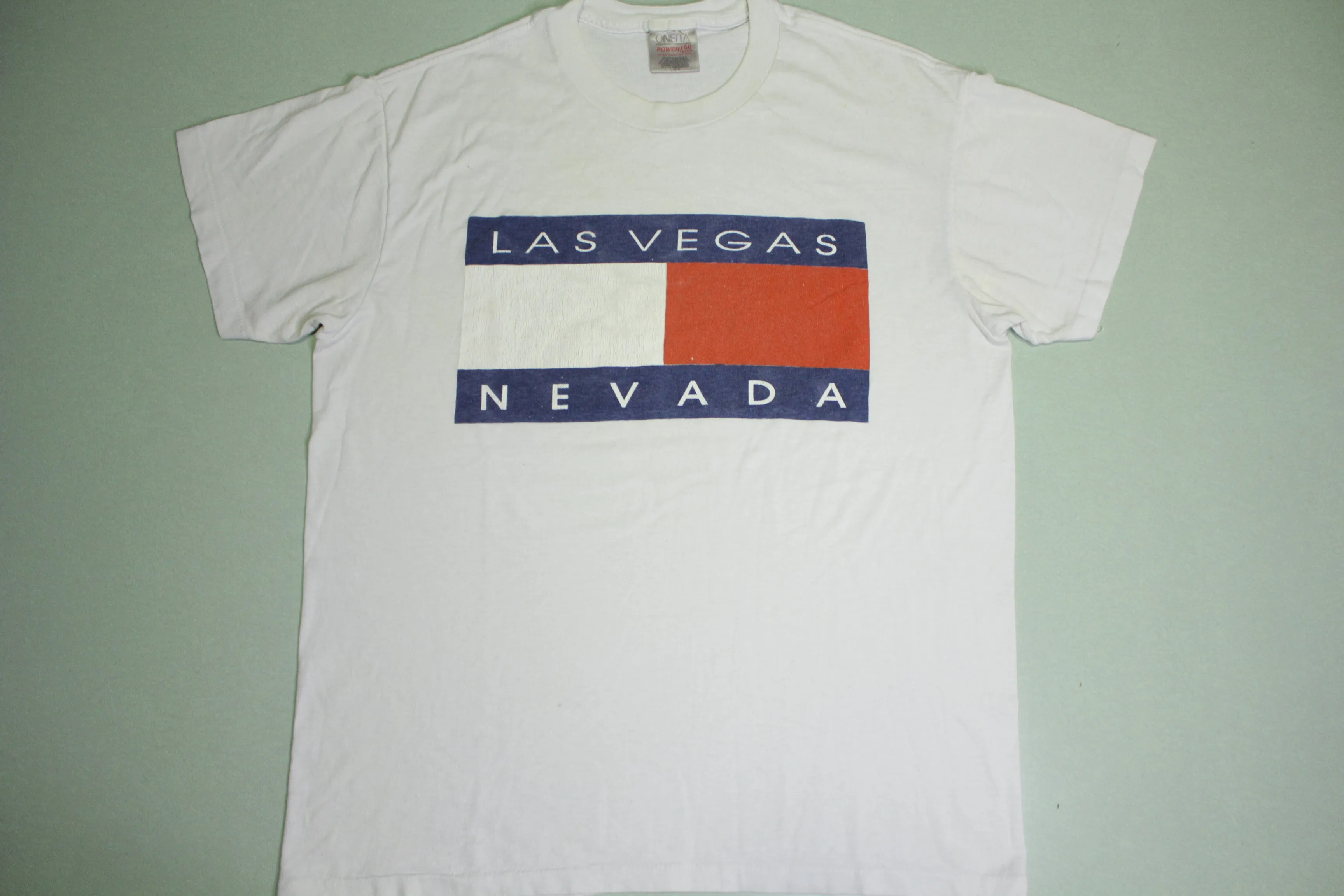 Las Vegas/Tommy Hilfiger Vintage 90's USA Big Flag Spellout T-Shirt