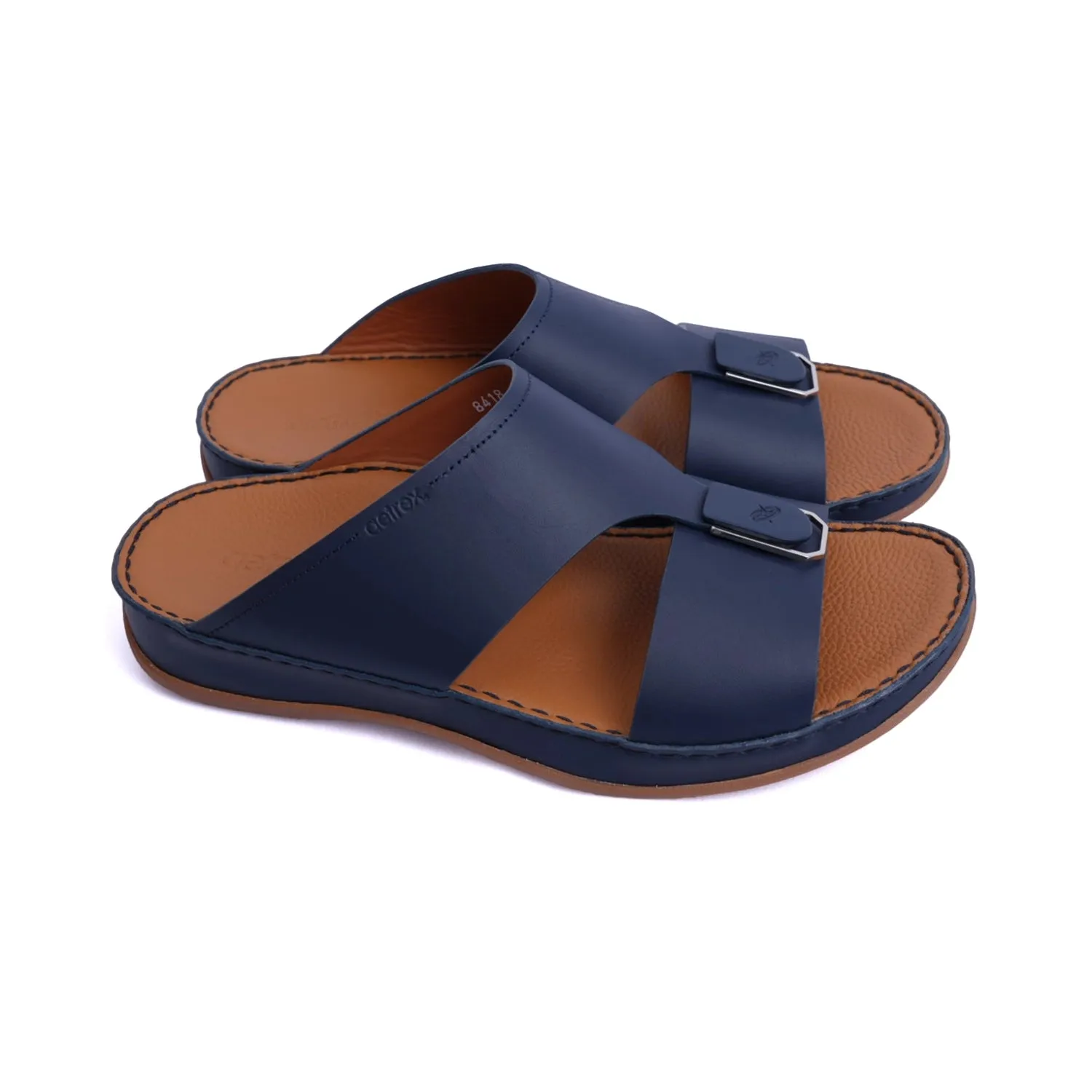 MATTE LEATHER SLIM ICONIC AETREX ARABIC SANDAL NAVY