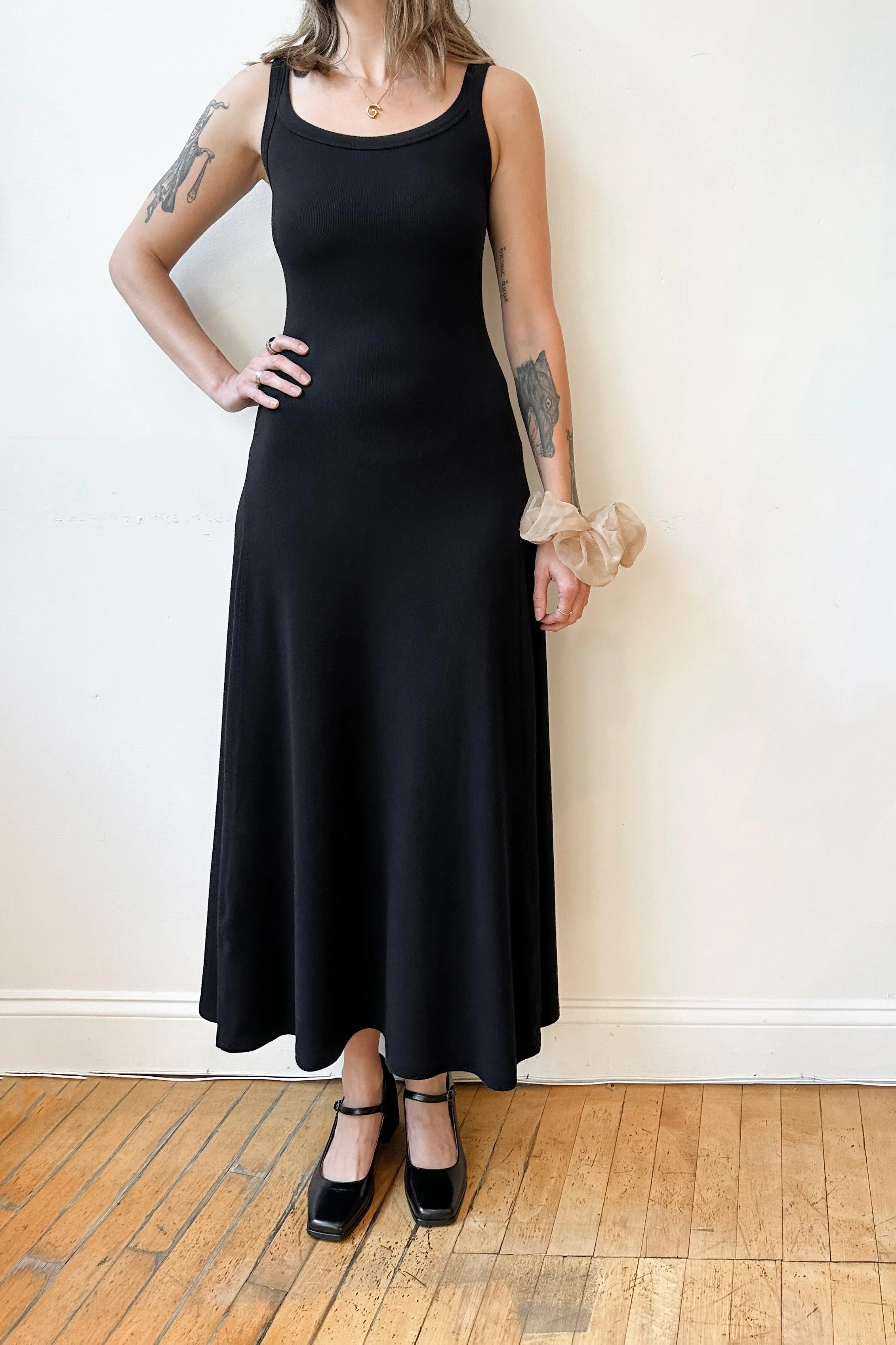 Mimi Ribbed Maxi Dress in True Black