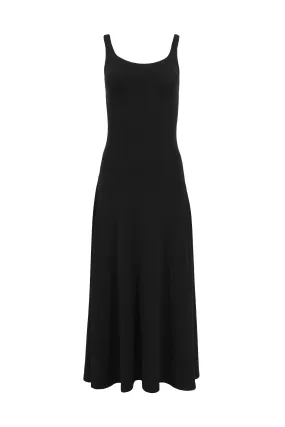 Mimi Ribbed Maxi Dress in True Black