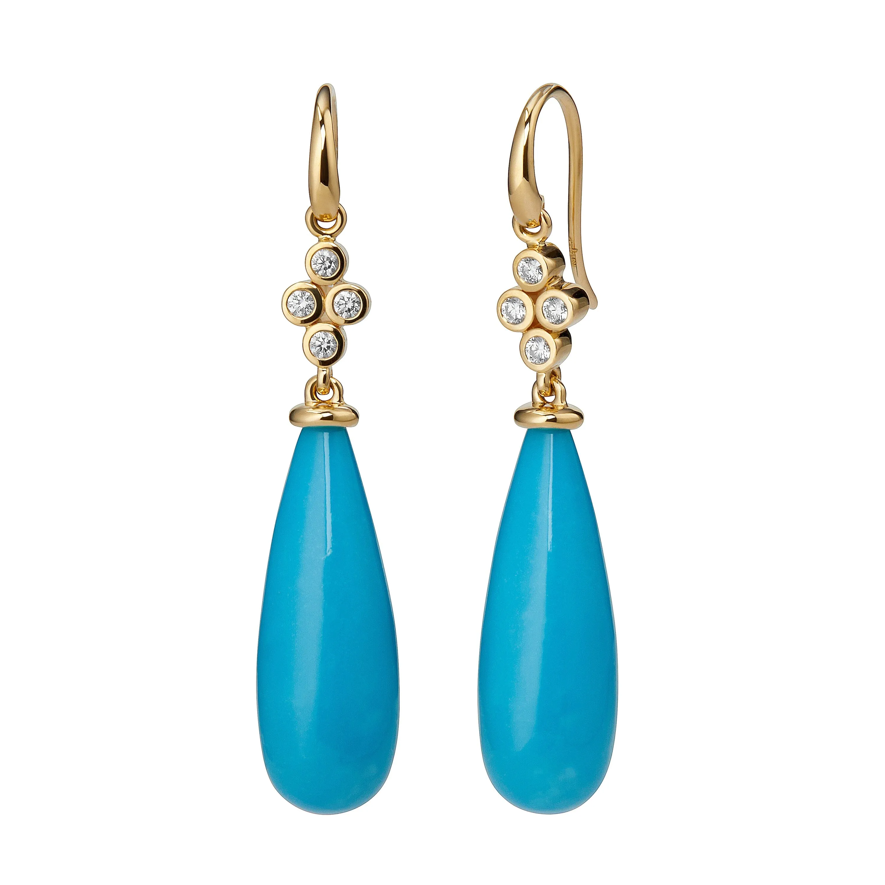 Mogul Sleeping Beauty Turquoise Long Drop Earrings