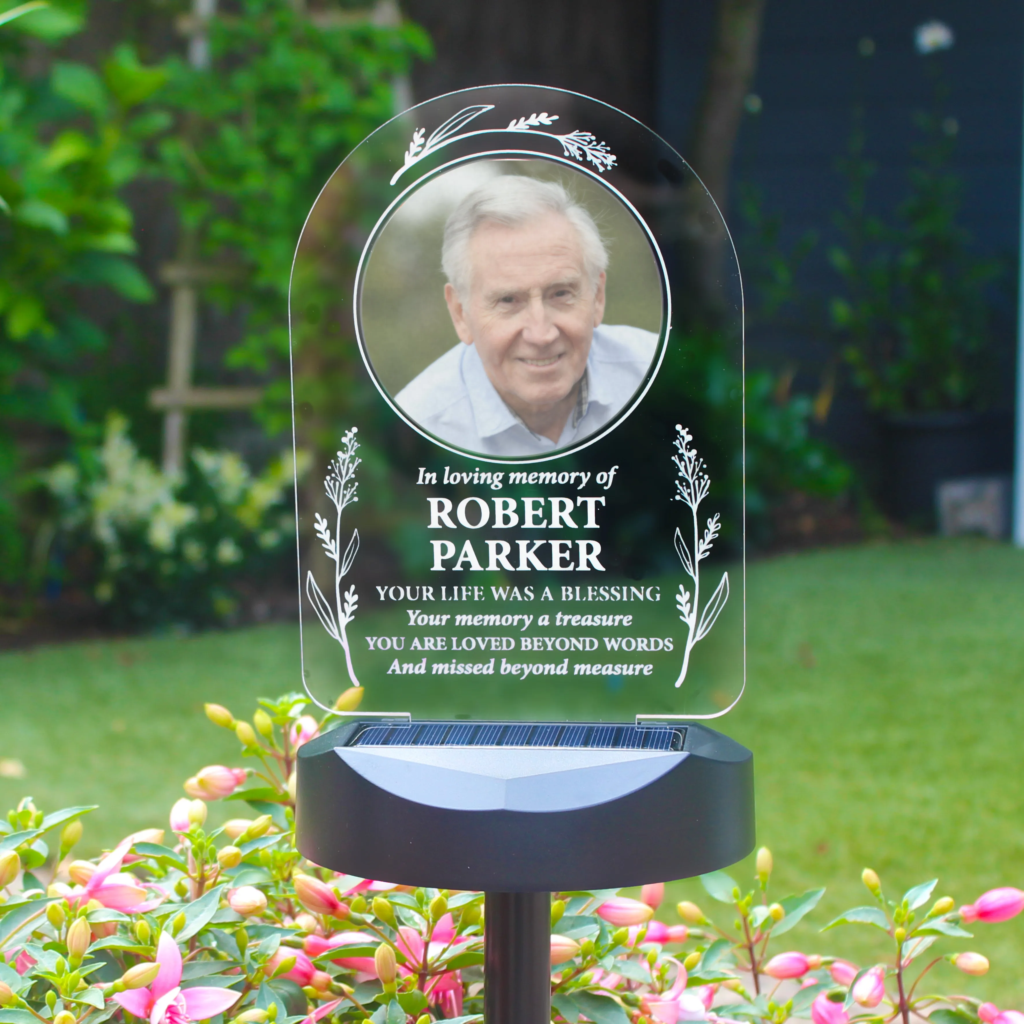 Personalised Memorial Photo Upload & Message Outdoor Solar Light