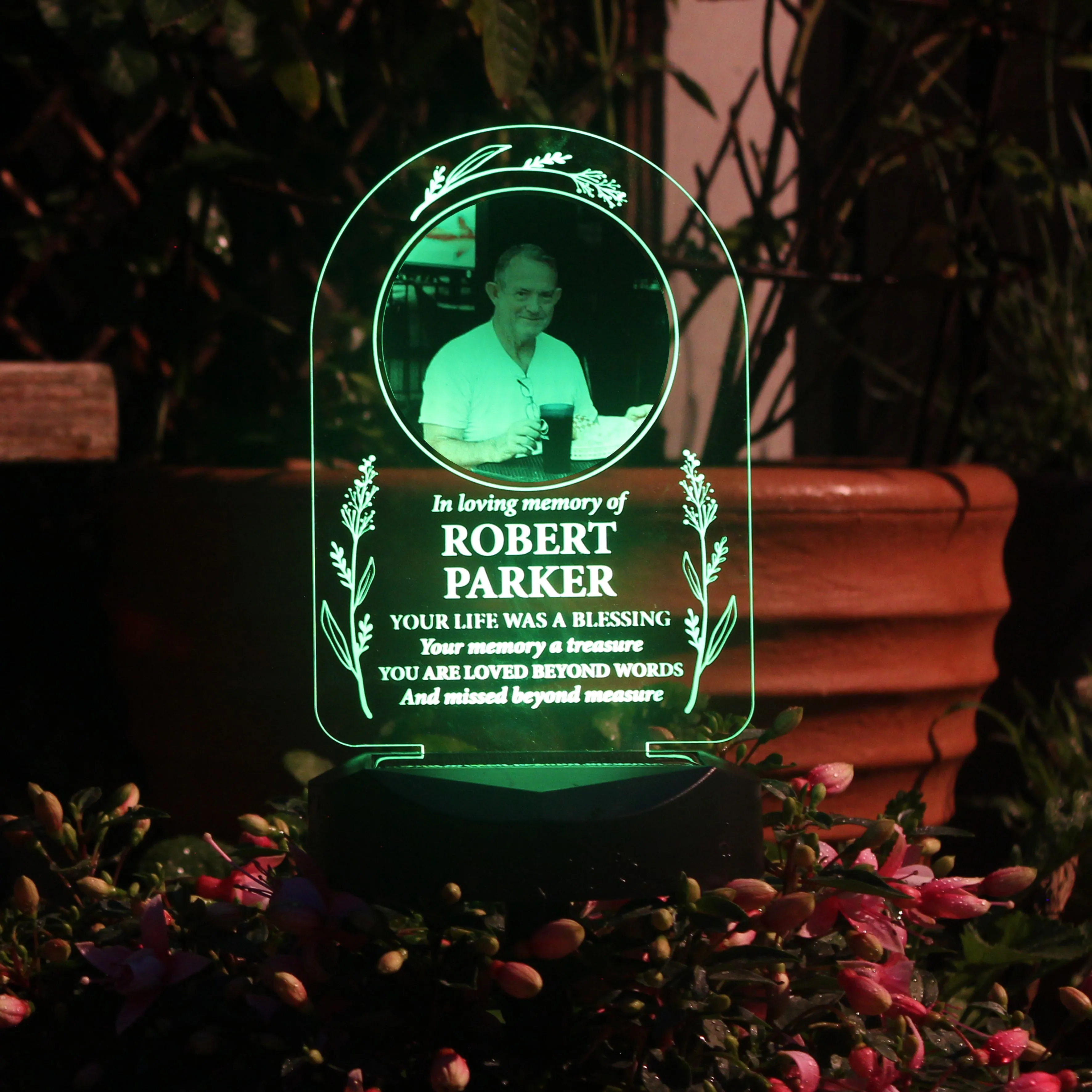 Personalised Memorial Photo Upload & Message Outdoor Solar Light