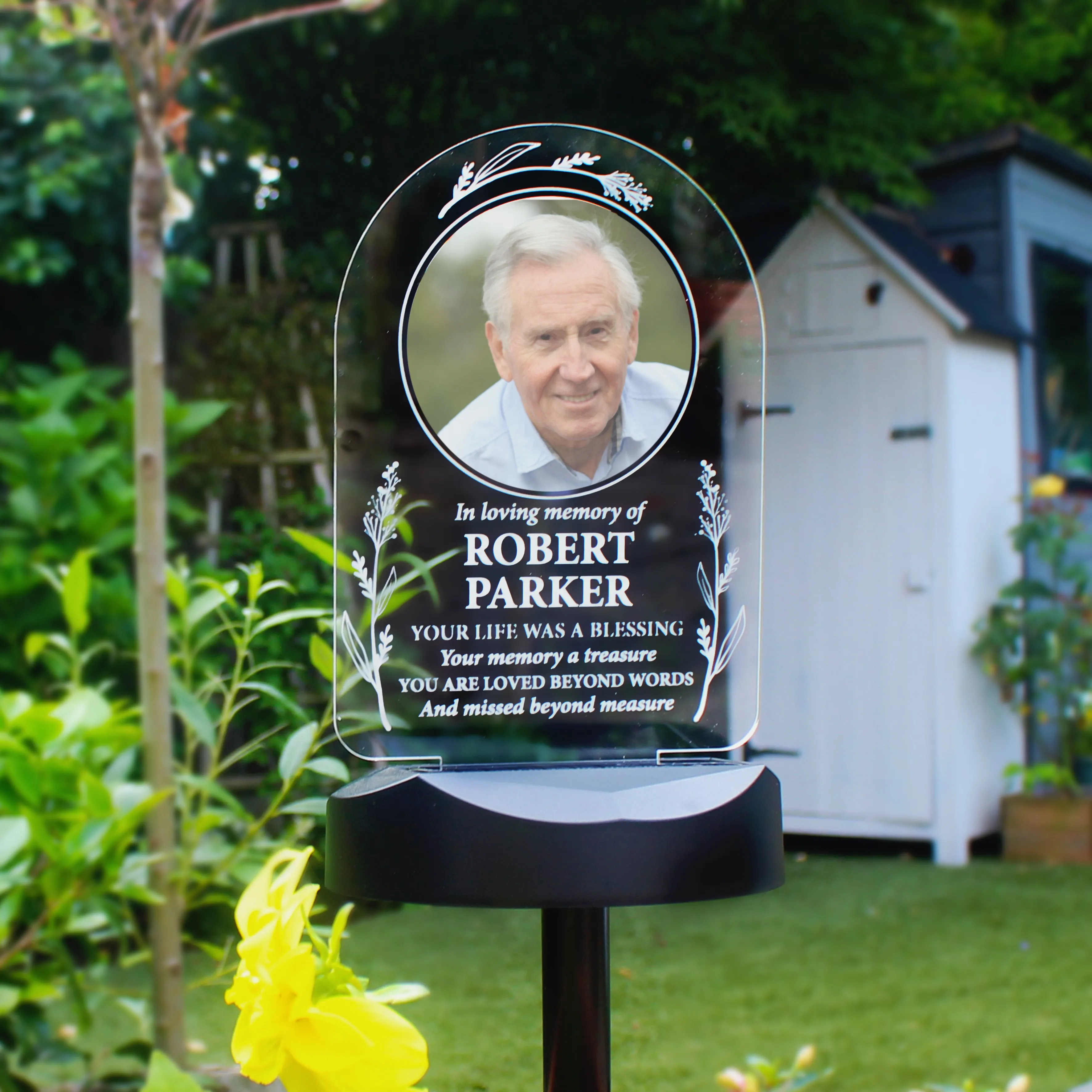 Personalised Memorial Photo Upload & Message Outdoor Solar Light