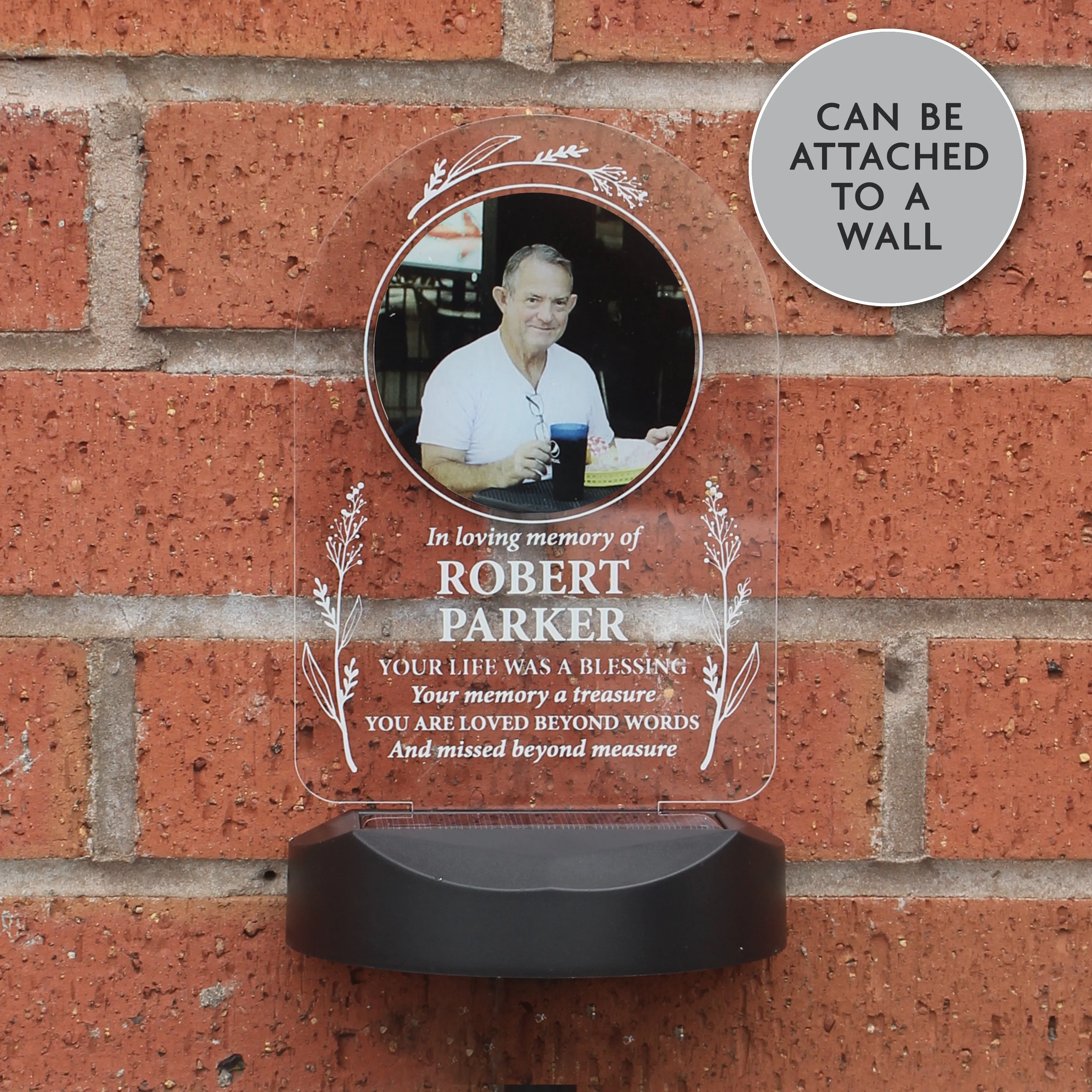 Personalised Memorial Photo Upload & Message Outdoor Solar Light