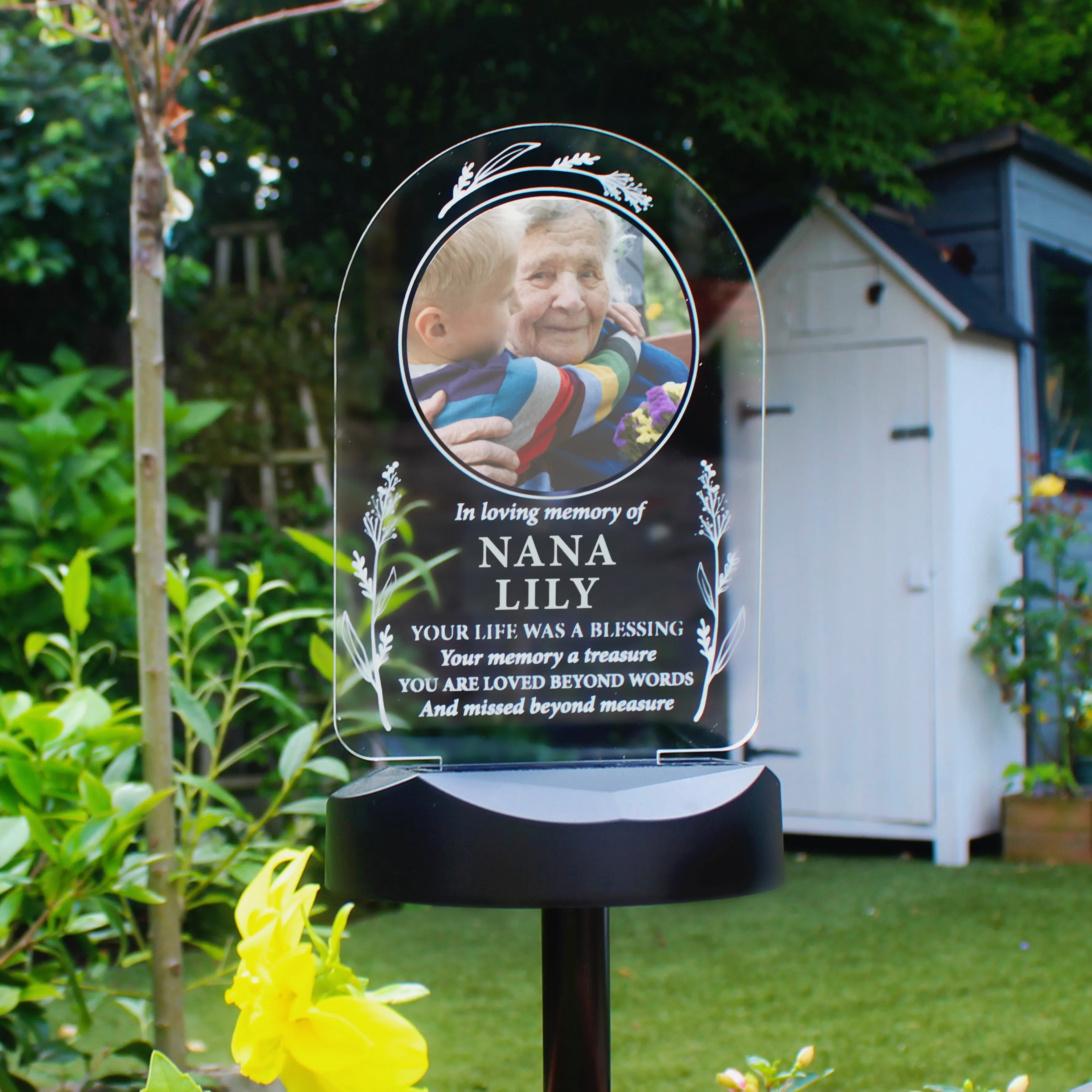 Personalised Memorial Photo Upload & Message Outdoor Solar Light