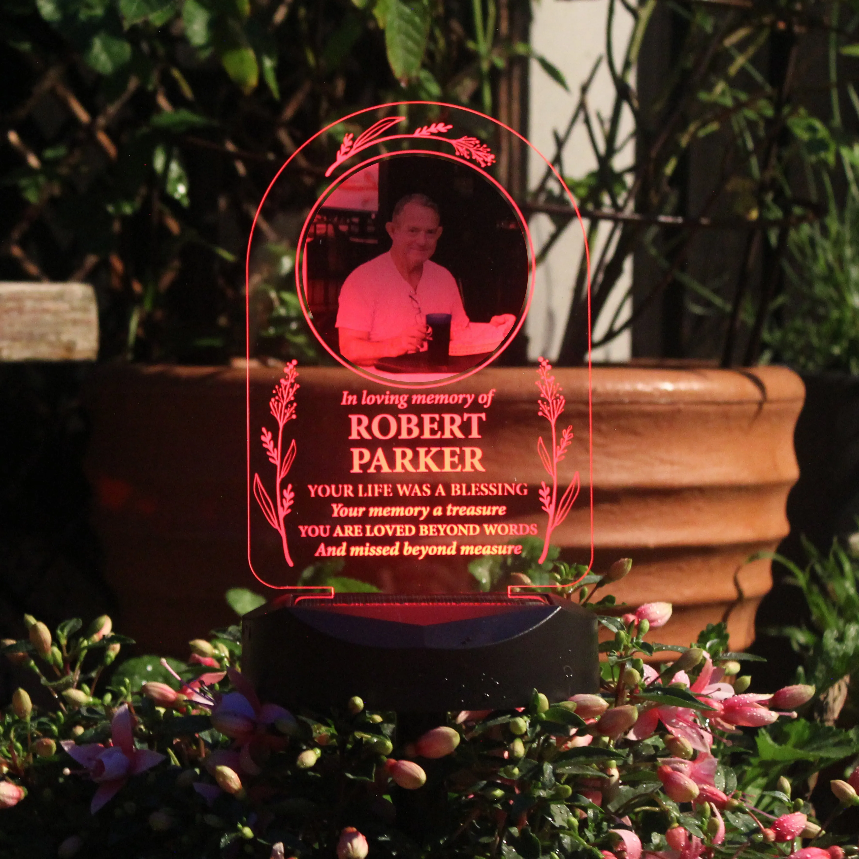 Personalised Memorial Photo Upload & Message Outdoor Solar Light