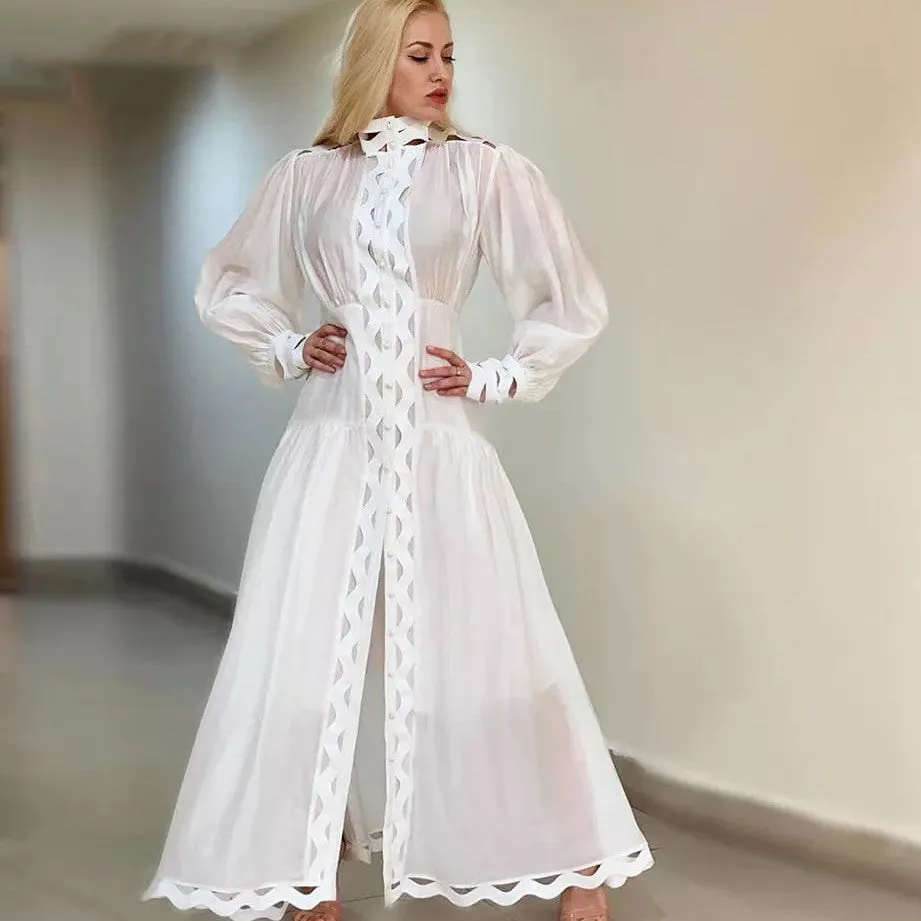 Retro Lantern Long Sleeve Dress