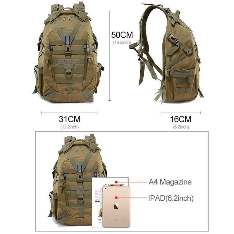 Sac à dos militaire tactique avec bandes réfléchissantes 40L Scione - Backapcak outdoor