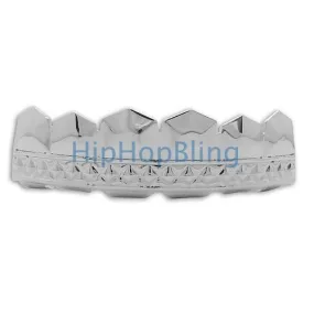 Sharp Diamond Cut Platinum Teeth Grillz