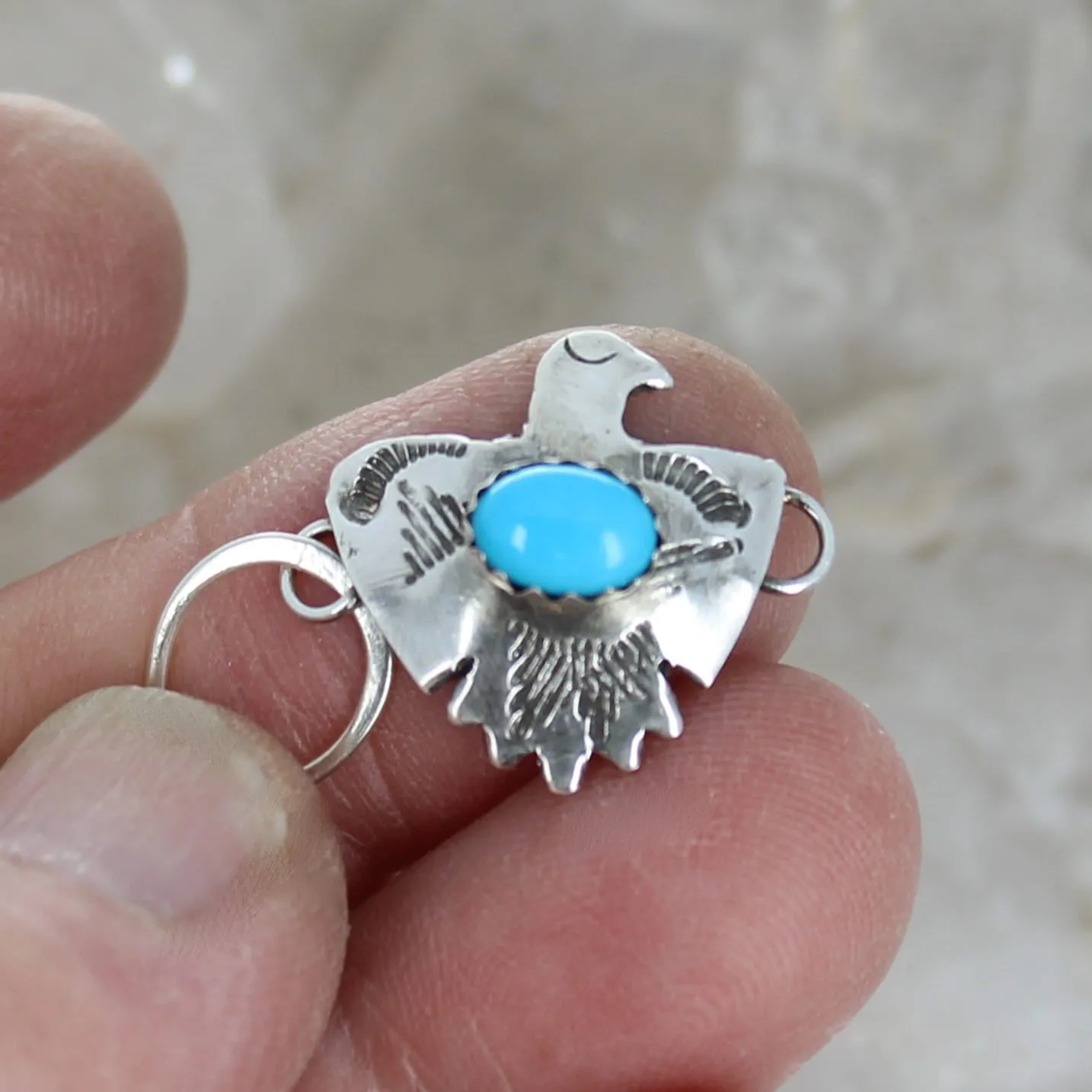 Sleeping Beauty Turquoise Sterling Thunderbird Clasp J Hook