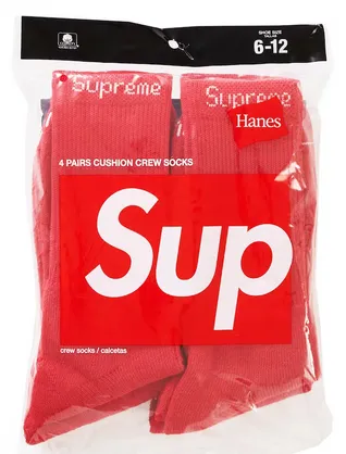 Supreme Hanes Socks (4 Pack)Red