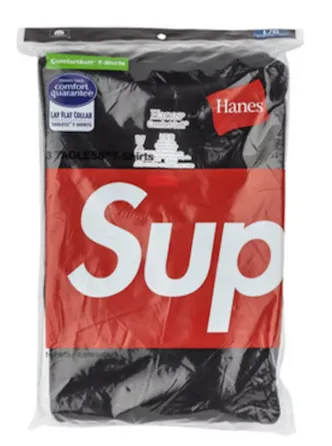 Supreme Hanes Tagless Tees (3 Pack) Black