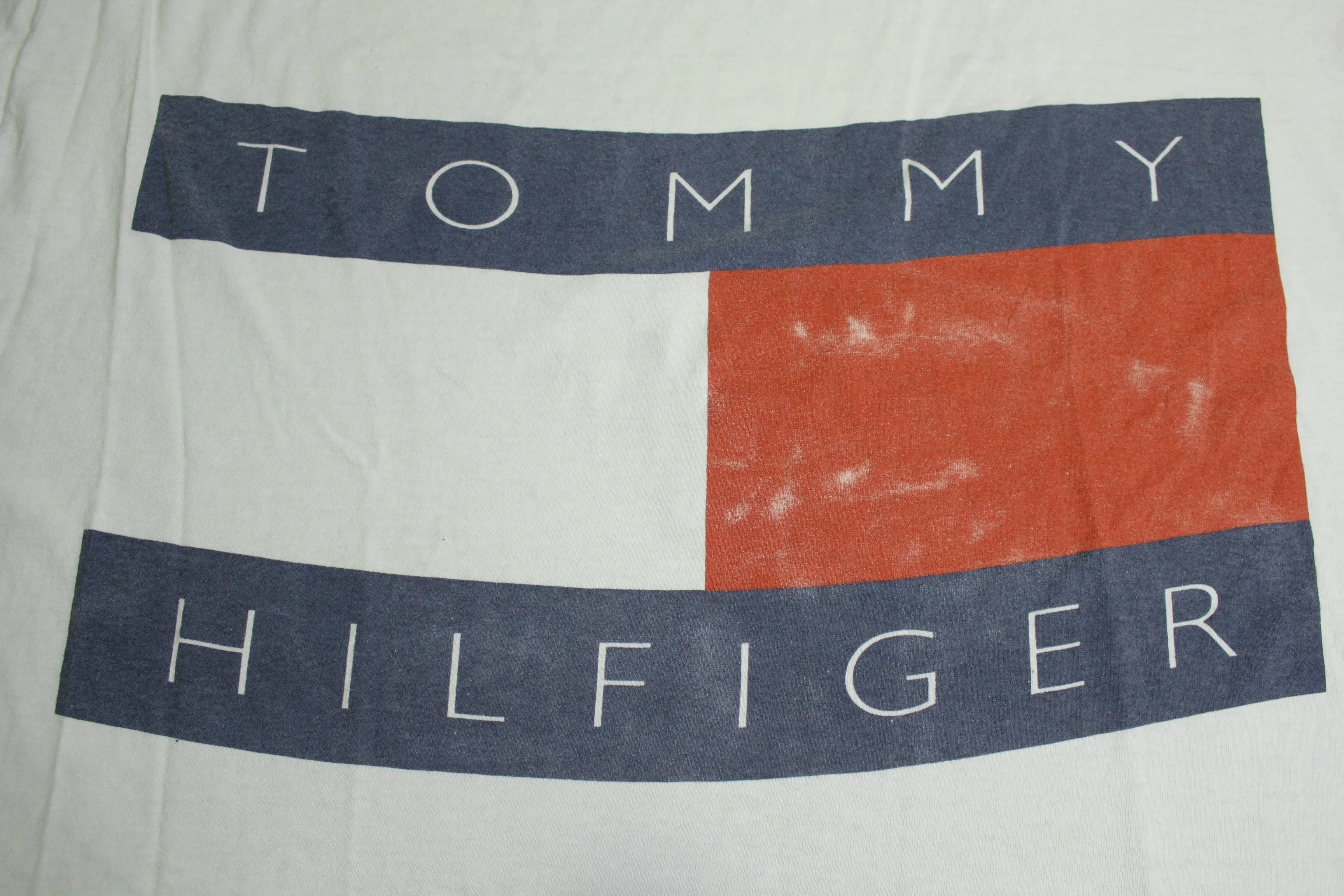 Tommy Hilfiger 90's Vintage Big Flag Spellout T-Shirt, Made in USA.