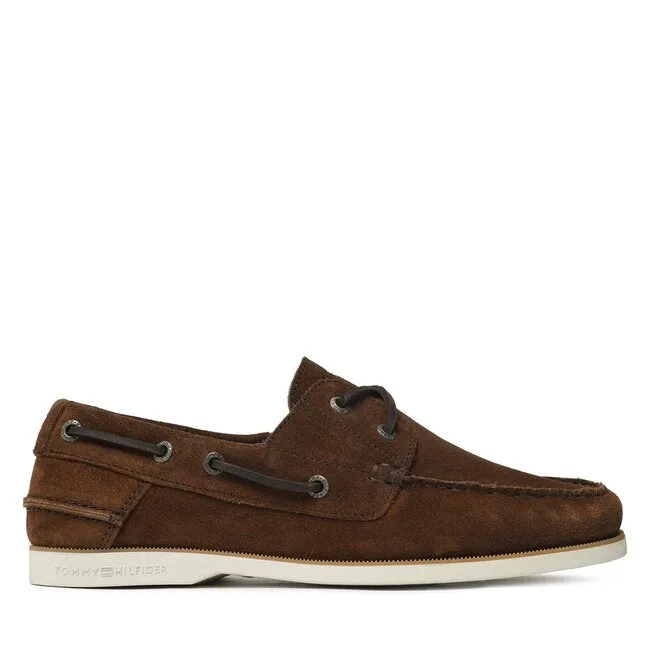 Tommy Hilfiger Brown Suede Lace Up Boat Shoe for Men