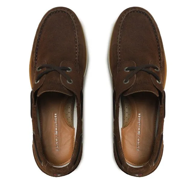 Tommy Hilfiger Brown Suede Lace Up Boat Shoe for Men