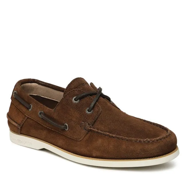 Tommy Hilfiger Brown Suede Lace Up Boat Shoe for Men