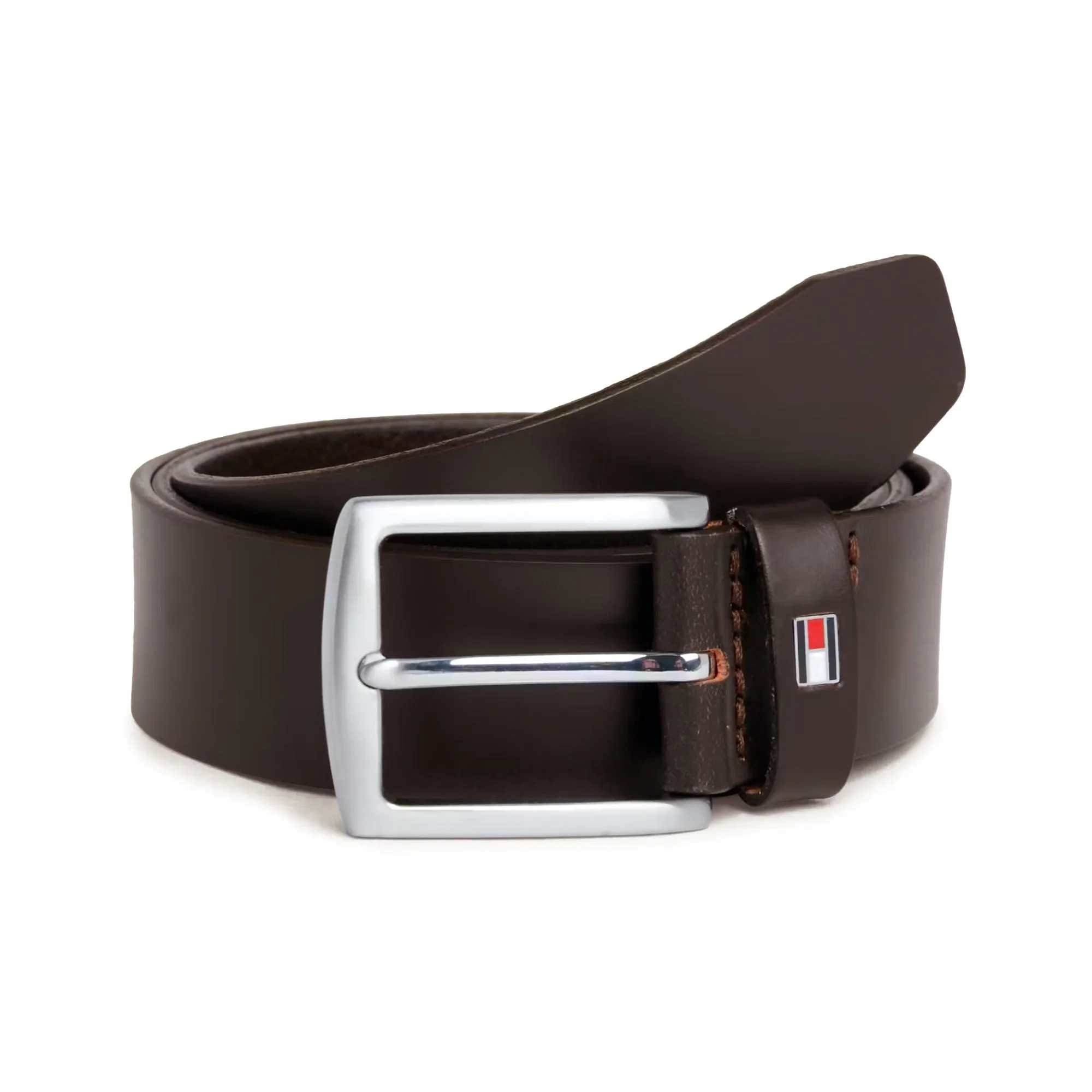 Tommy Hilfiger Dark Brown Leather Belt: Denton