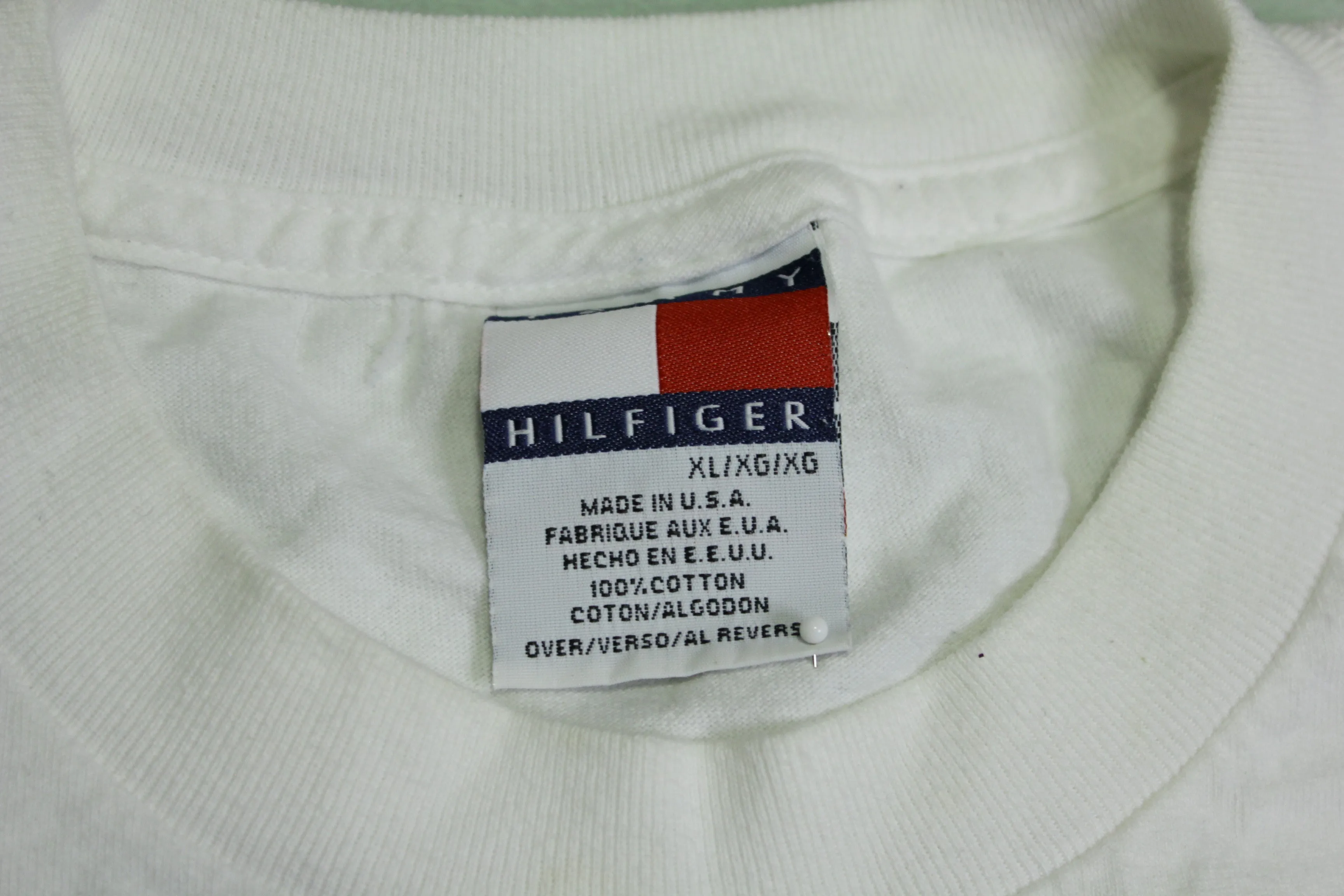 Tommy Hilfiger vintage flag spellout T-shirt, 90's, Made in USA.