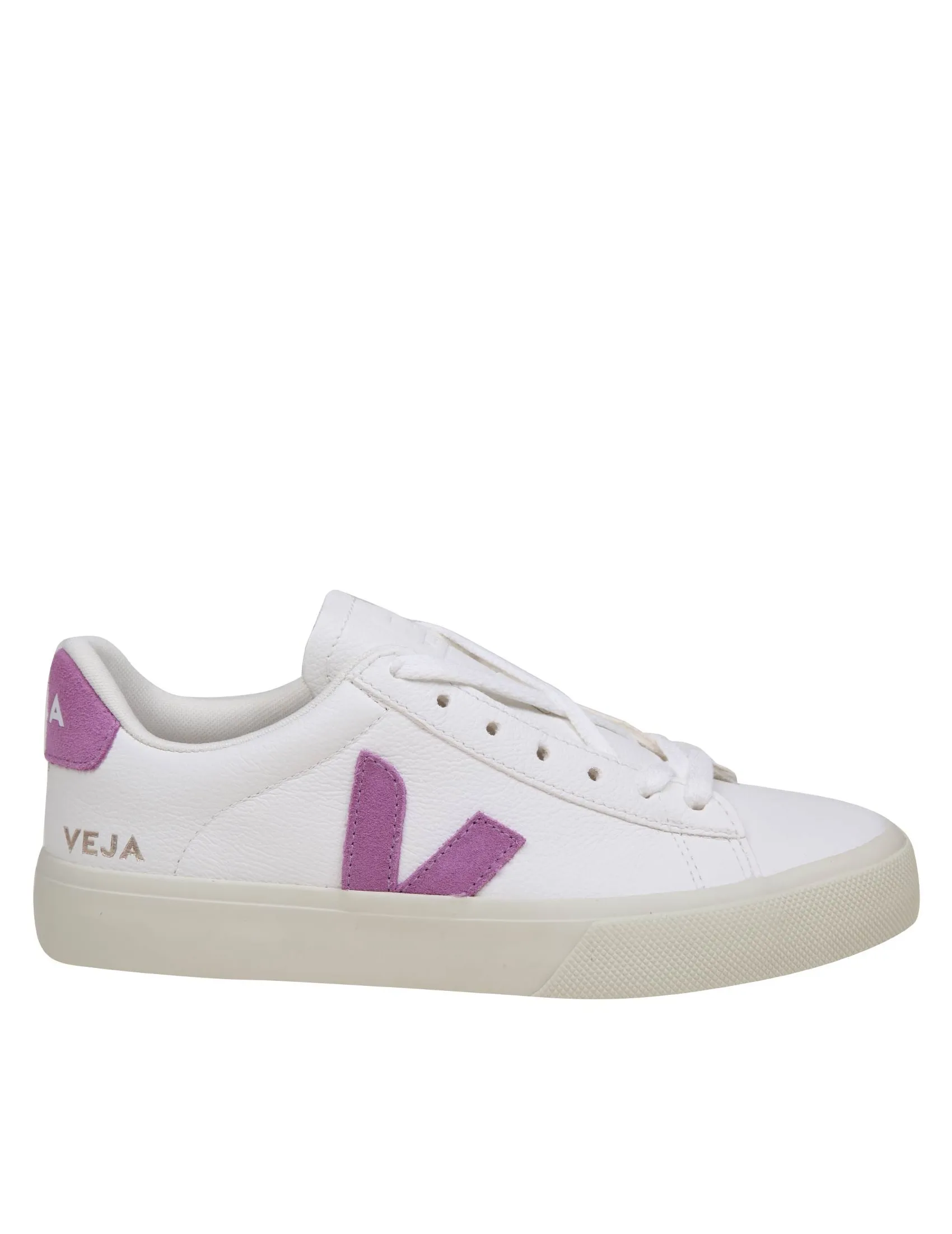 VEJA CAMPO CHROMEFREE IN WHITE/MULBERRY LEATHER