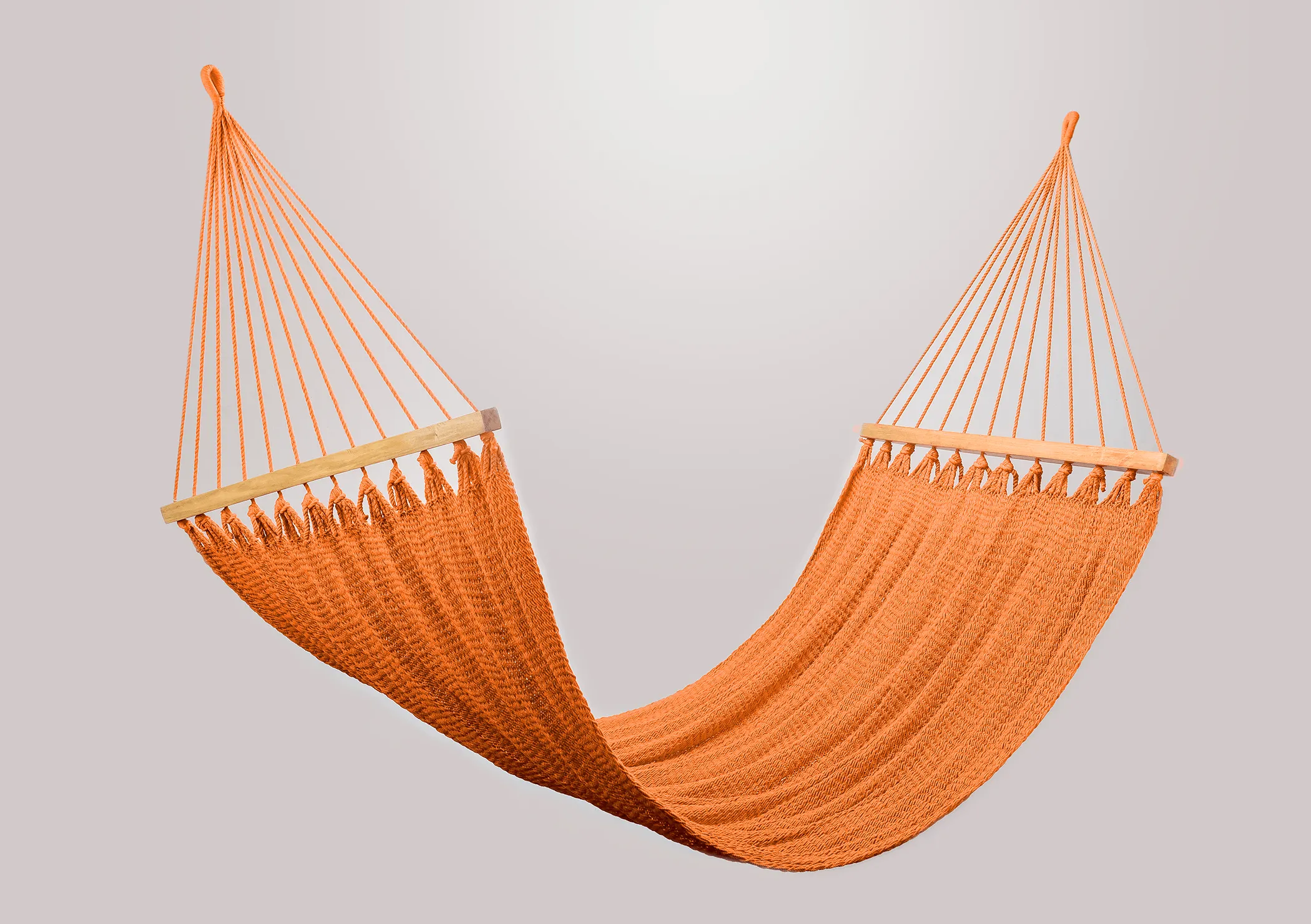 Vivid Orange Cotton Hammock (Wooden Bar)