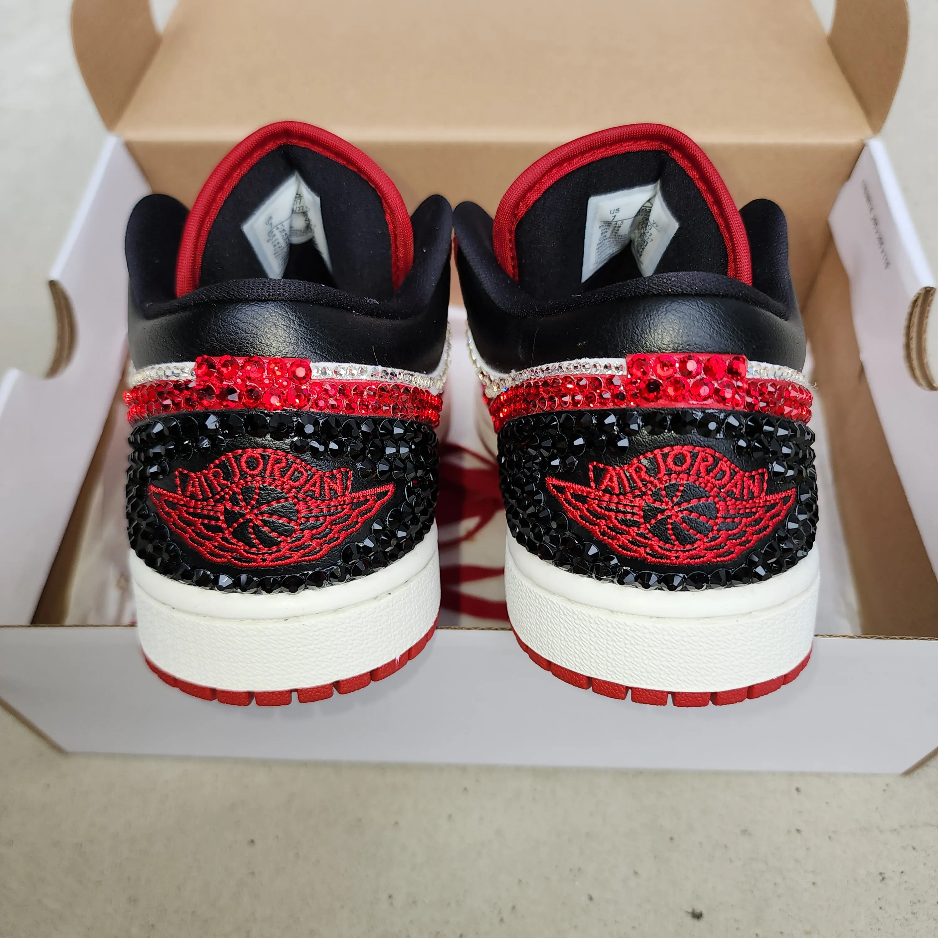 Warehouse Sale Jordan Women Low White Red Black Full Bling