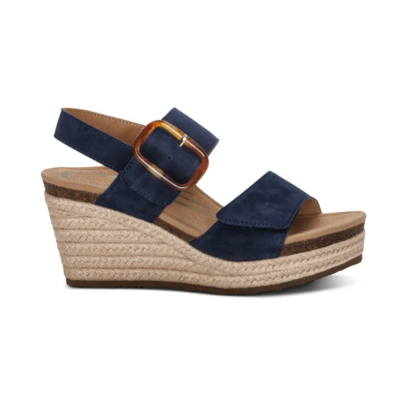 Women's Aetrex Ashley Arch Support Wedge Color: Navy