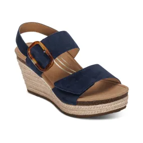 Women's Aetrex Ashley Arch Support Wedge Color: Navy