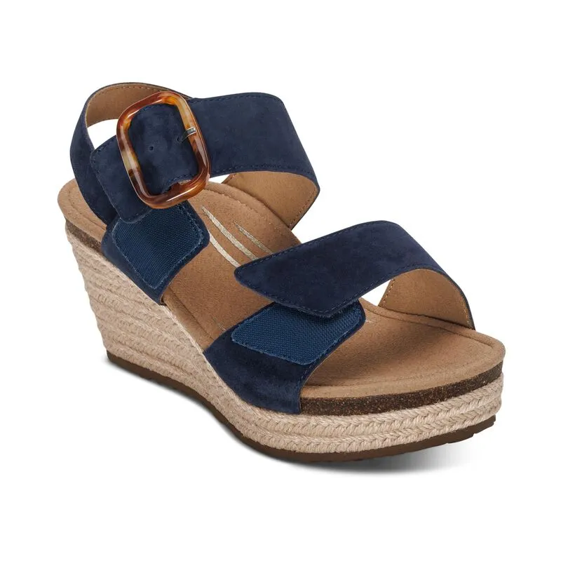 Women's Aetrex Ashley Arch Support Wedge Color: Navy